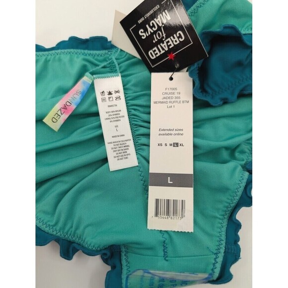 2 Women Bikini Bottom Large Red Green Sundazed Mermaid Ruffled Hula Honey Resort - Picture 4 of 13